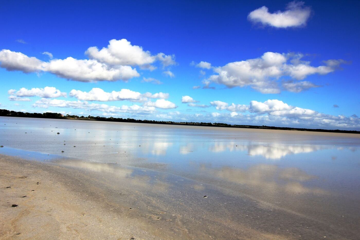 Reflections on Lake Beeac, the salt-lake near the township.